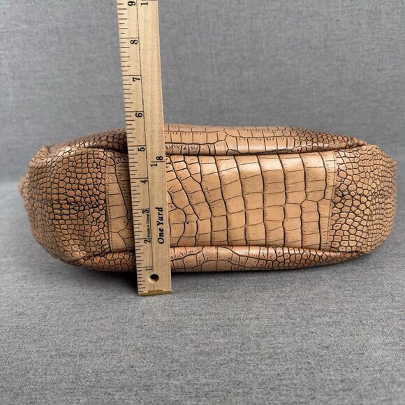 Vtg Brahmin Leather Handbag Large Tan Croc Embossed Smooth Tote Hobo Slouch Boho - Picture 11 of 16